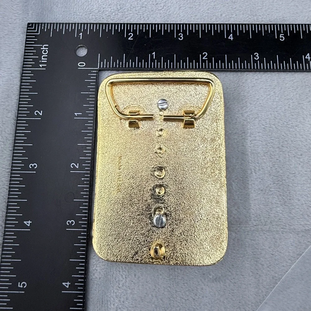 Vintage Good Sam Club Life Member Belt Buckle Enamel‎ Gold Tone